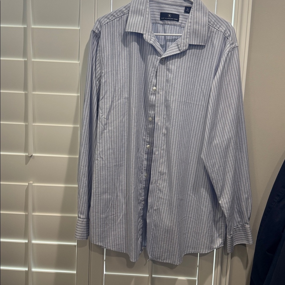 Hart Schaffner Marx Blue and White Checkered Shirt